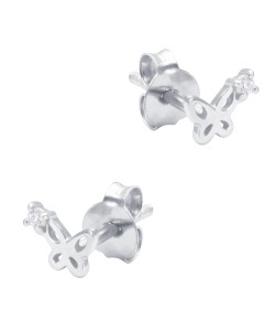 Butterfly Shaped CZ Silver Stud Earring STS-6404